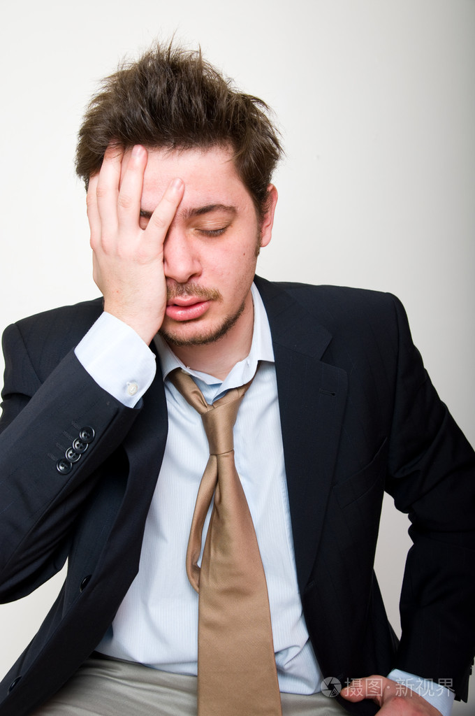 悲伤和愤怒的强调商人的肖像