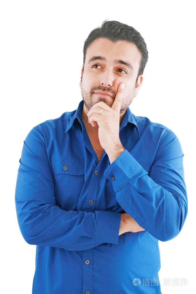 思考沉思查找 iso 的工作室肖像的白种男人