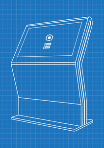 蓝图的促销互动信息亭 广告显示，终端站，触摸屏显示。小样模板