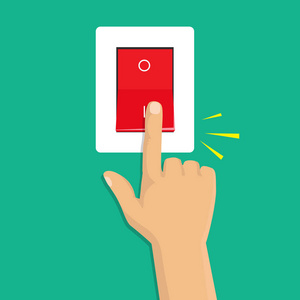 打开电灯开关的手.拨动开关照片