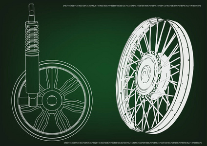 绿色车轮和减震器