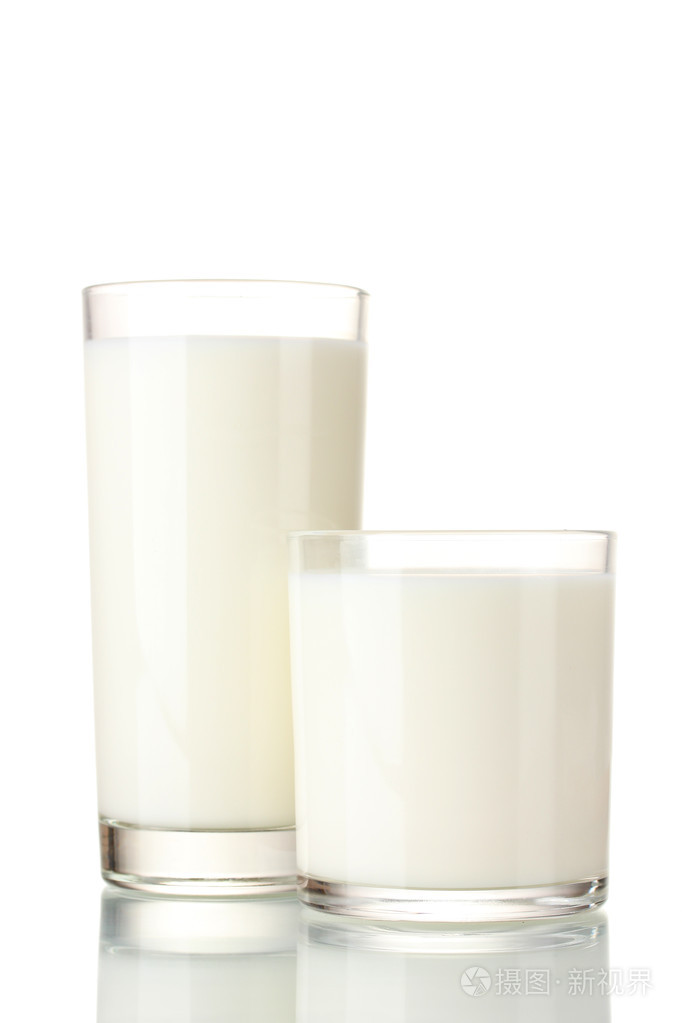 两杯牛奶白色上孤立照片-正版商用图片03v8ks-摄图新视界