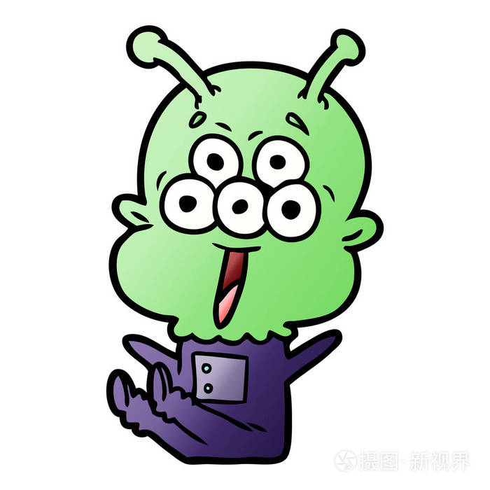 快乐卡通外星人的矢量插图