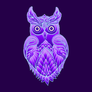 梦幻神秘紫猫头鹰图片