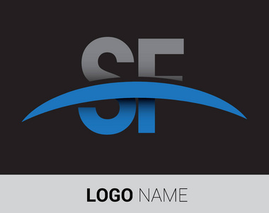 sf 字母徽标, 初始徽标标识为您的企业和公司照片