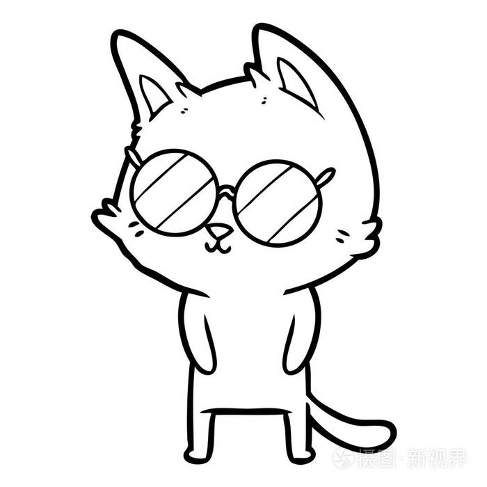 明亮的眼睛的卡通猫插画-正版商用图片03vhx0-摄图新视界