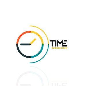 矢量抽象徽标观念 时间观念或时钟业务图标。创意标识设计模板