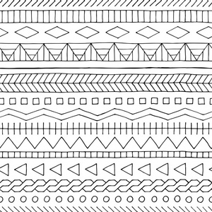 无缝的民族图案。黑色和白色的几何图案。原则