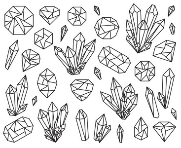 美丽水晶与宝石的矢量采集