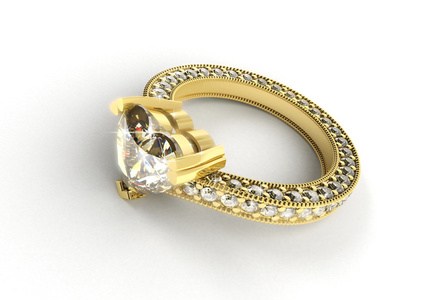 带钻石的黄金戒指