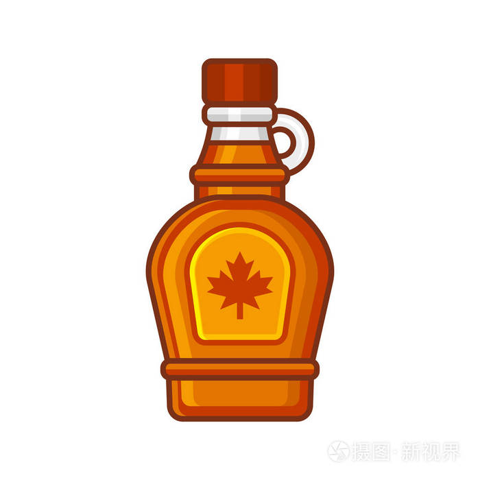 枫糖浆瓶图标平面式设计矢量