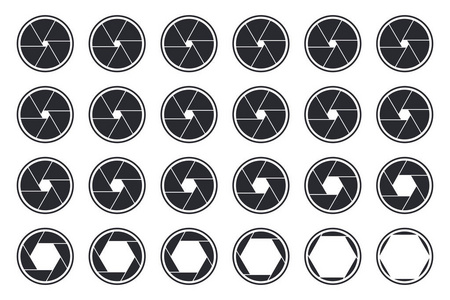 一套黑色相机快门图标照片