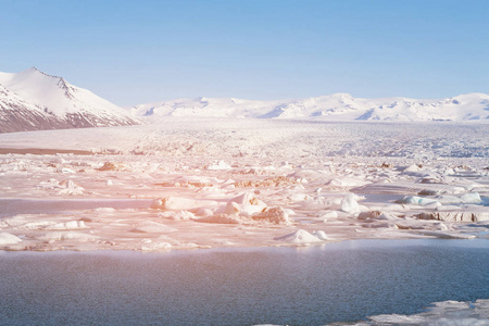 Jokulsarlon 冰冰川和泻湖冰岛自然景观冬季
