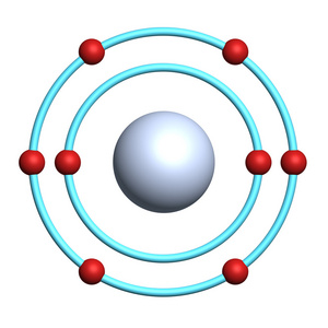 在白色背景上的氧原子