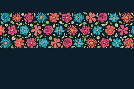 在复古风格的花卉海报的布局。背景与 copyspace。矢量
