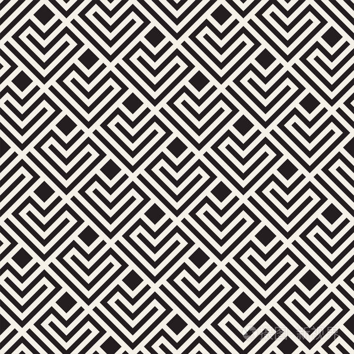 矢量无缝格子图案.现代时尚的纹理与单色格子.重复几何网格.