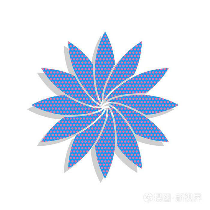 花牌。矢量.霓虹灯蓝色图标与仙客来波尔卡圆点帕特