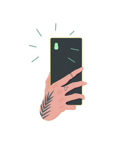 手拿手机卡通图片