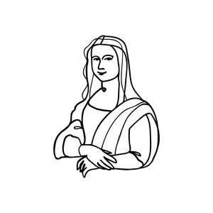 蒙娜丽莎画架"蒙娜丽莎" 绘画的向量例证.为您的项目提供黑白艺术品.