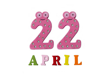 4月22日, 在白色背景下由数字和字母组成