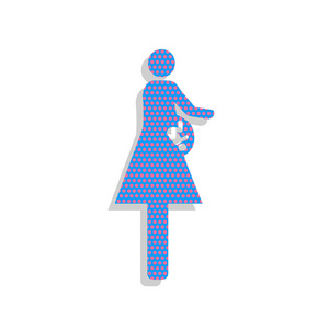 妇女和婴儿标志。矢量.彩虹蓝图标与仙客来波尔卡