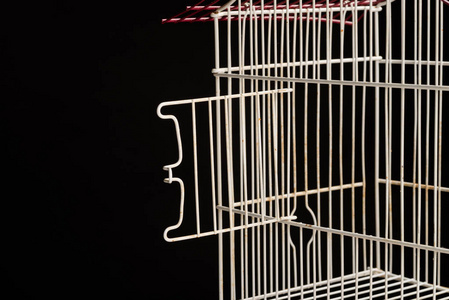 被打开鸟笼敞开的笼子,自由的概念性射击照片