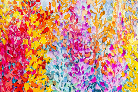 水彩原创画五颜六色的一束抽象的花朵