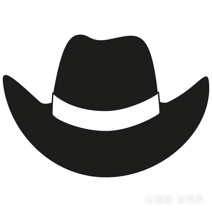 黑色和白色牛仔帽剪影
