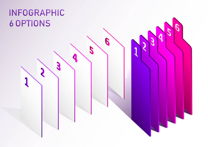 现代矢量阶梯标签图表元素。图6步骤选项的抽象元素