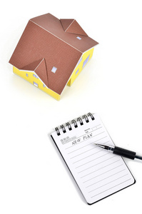 房子模型和用笔记事本