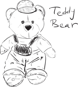 泰迪熊素描卡通矢量插画照片