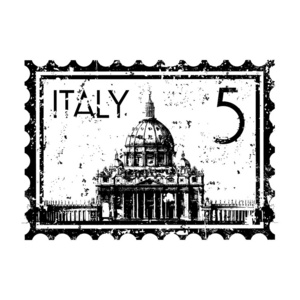 孤立意大利邮票图标矢量插画