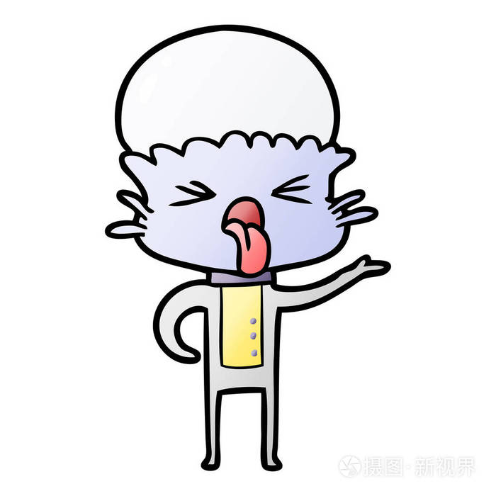 反感卡通外星人的矢量插图