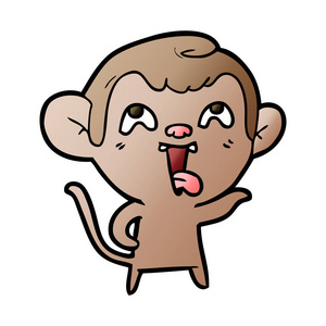 卡通猴显示白舌的矢量图解