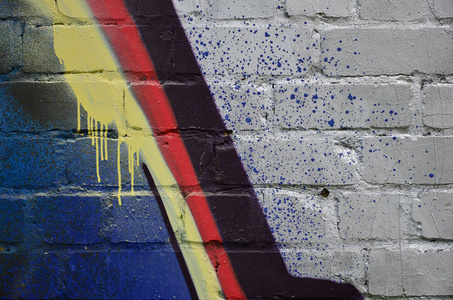 街头艺术。墙上五颜六色的涂鸦。片段的背景。涂鸦的抽象细节