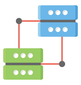 大型机服务器已连接, 平面矢量图标