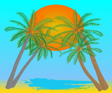 夏季主题背景与棕榈树