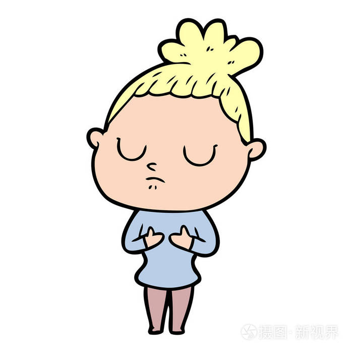 卡通冷静女性的矢量插图