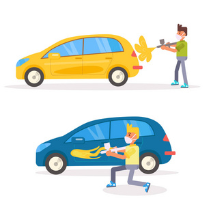 汽车喷漆喷矢量.卡通照片