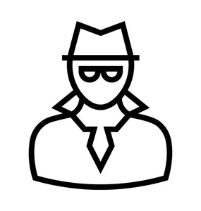 情报官间谍线矢量图标照片