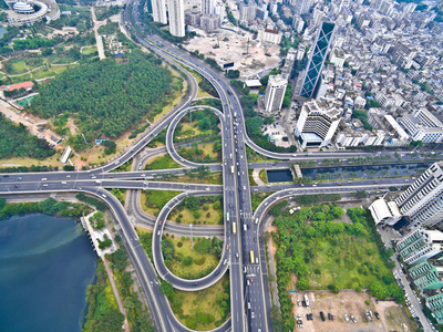 航拍鸟瞰城市高架桥桥道兰图片