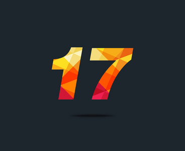 现代17数字标识图标, 几何企业身份, 矢量插图照片
