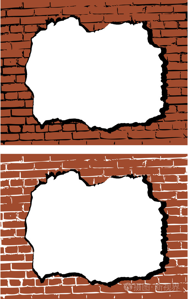 矢量砖墙孔