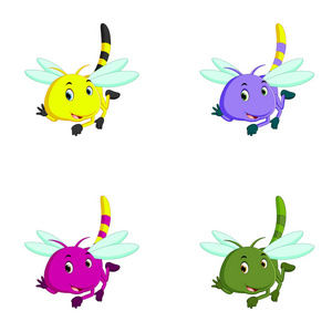 不同面部表情和颜色的蜻蜓照片