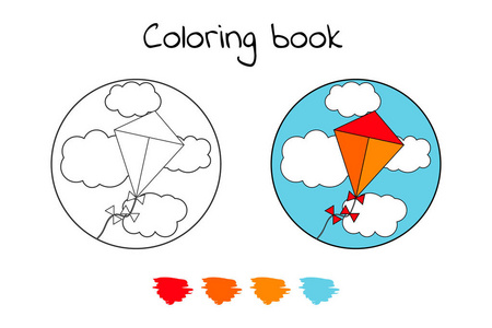 着色书为孩子。矢量插图。在天空