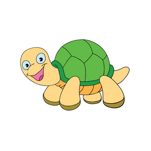 可爱的卡通龟白色背景为儿童版画, t恤, 彩色书, 有趣和友好的性格的