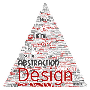 白色背景下三角形中不同形状的词集