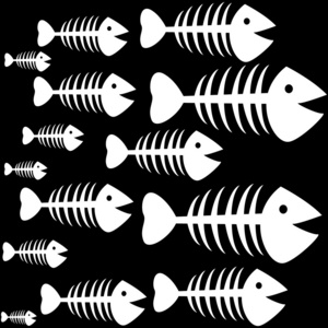 矢量抽象鱼骨架背景图片