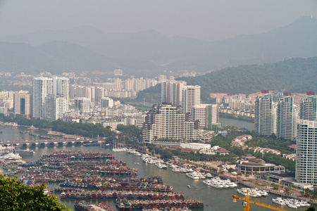 中国海南，三亚鸟瞰城市