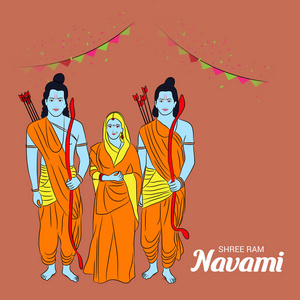 Ram Navami 背景的向量说明